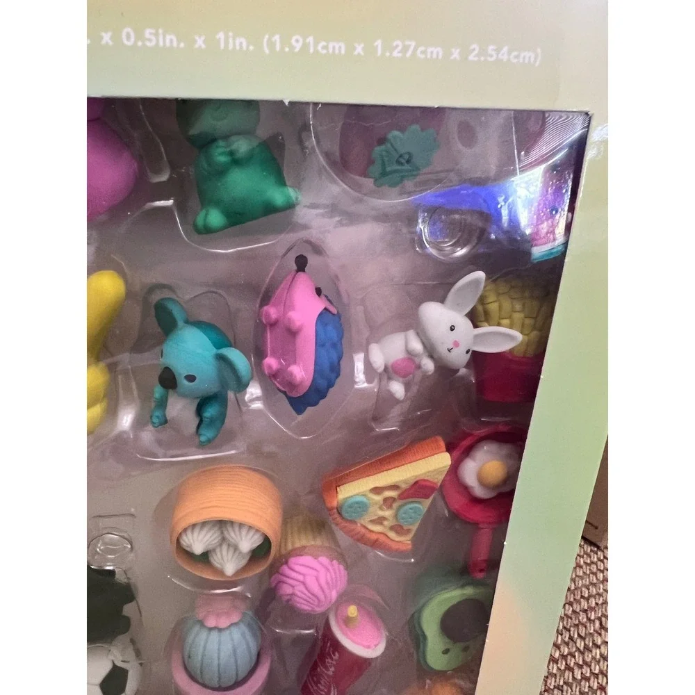 3D Eraser Set 35 Count Novelty Desk Pets Animals Food Shapes Kids Stationery